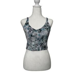 Lululemon Align Tank Top Womens Size 8 Grey & Blue Watercolor Cropped Workout